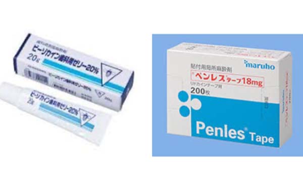 表面麻酔のテープとジェル